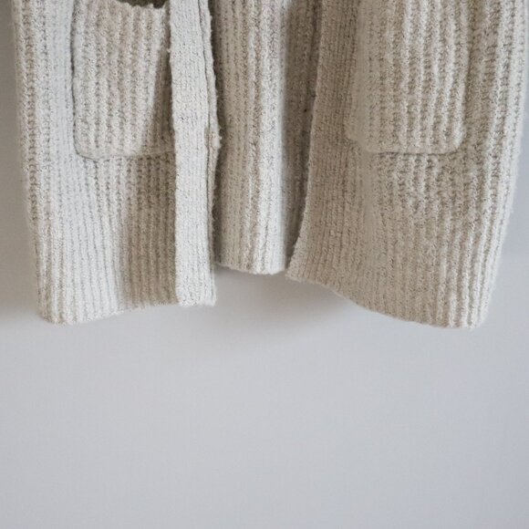 Dreamers Open Front S/M Knit Longline Grey Woven Ribbed Sweater Cardigan - Picture 8 of 10